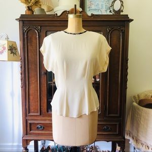 VINTAGE 70s Cream Top Blouse